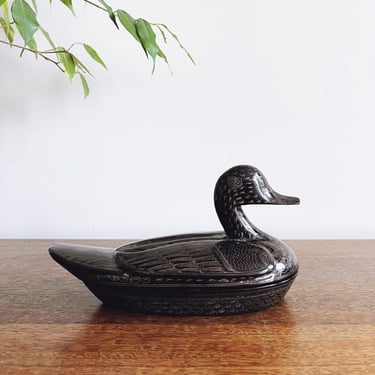 Vintage Indian Lacquerware Wooden Duck Box 