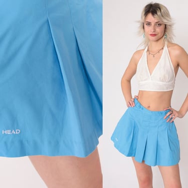 Head Tennis Skirt 80s 90s Pleated Blue Mini Skirt Retro Pocket Skirt High Waisted Preppy Sporty Athletic Vintage 1990s Small 4 