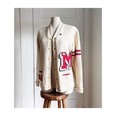 1960s Varsity Letterman Sweater- belonged to Rex in 1968 with patches & pins- size small/med 