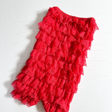 Vintage 1980s Red Lace Bloomers / Youth L // XXXS 