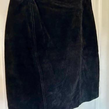 Vintage Brandon Thomas black leather suede mini skirt 