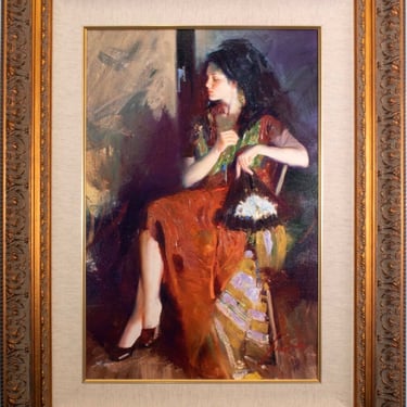 Pino Spanish Beauty Signed Embellished Giclee Canvas 102/295 Framed w/ COA 
