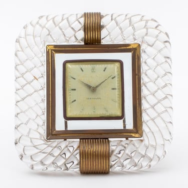 Venini Murano Glass Brass Mounted Frame w Clock