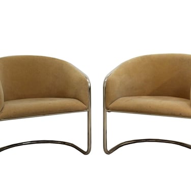 Mid Century Modern Pair of Chrome Bucket Lounge Chairs by Thonet 