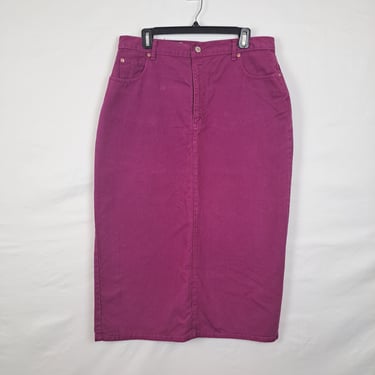 Vintage 90s Magenta Denim Skirt, Size 33 Waist 