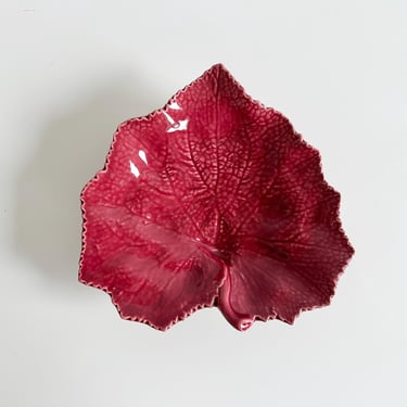 Autumn Leaf Footed Bowl Burgandy Red by Bordallo Pinheiro Portugal Vintage 