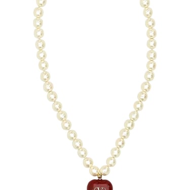 Valentino Garavani Women Ivory Pearls Coeur Royal Necklace