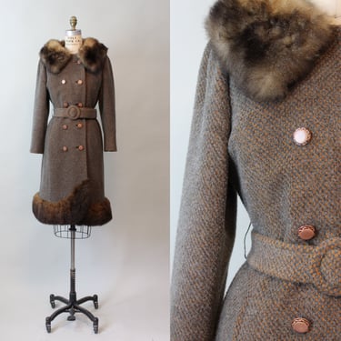 1970s ROTHMOOR fur BELTED wool coat small | new fall 