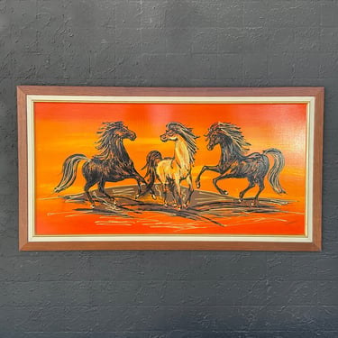 Orange Mustang  Midcentury Drip Painting