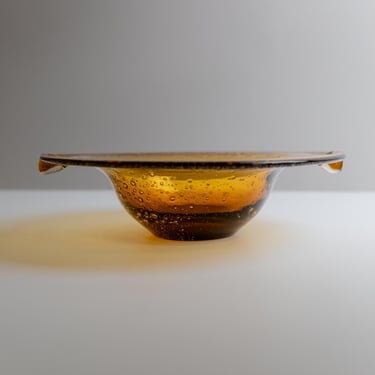 Vintage Murano glass bowl large - amber with bubbles - Mid Century Design Italy 1970s - elegant table decoration, gift classy 