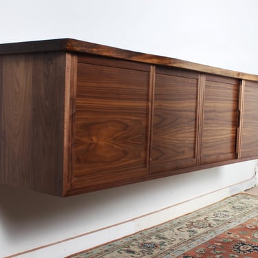 80 inch Custom handmade solid live edge walnut floating credenza 