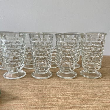 Vintage Whitehall Clear Ice Tea Glasses - Set of 9 - Cubist Style Tumblers 
