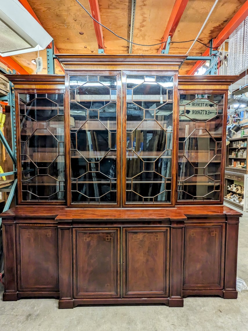 Antique English Breakfront Library Bookcase | Earthwise Architectual ...