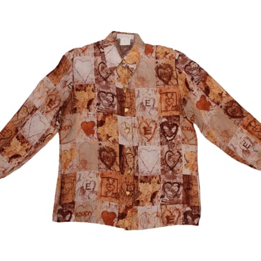 1990s Escada Silk Logo Hear Shirt