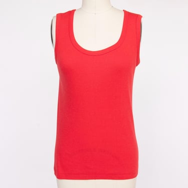 1970s Tank Top Red Sleeveless Tee S 
