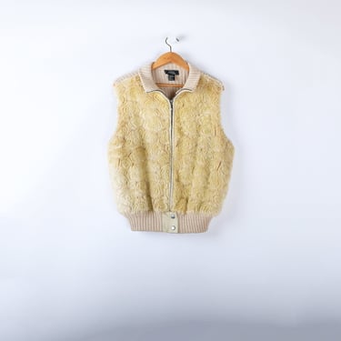 1X // 2000s faux fur zip up vest - y2k hip hop clothing, 00s streetwear 