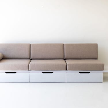 Oak Suelo Sofa with Storage and Side Table 