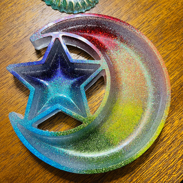 Moon Star Rainbow Dish Resin Jewelry Bowl Trinket Dish 