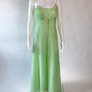 Green Gingham Maxi Dress