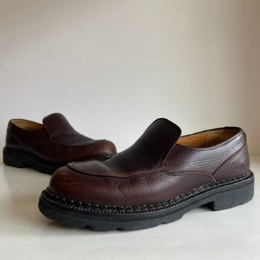 Cole Haan 90s Chunky Brown Worn in Distressed Genuine Leather Loafers 