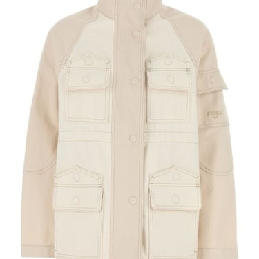 Fendi Women Ivory Denim Parka