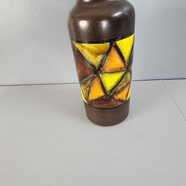 Large Bitossi Vetrata Brown Pottery Vase 941 A 