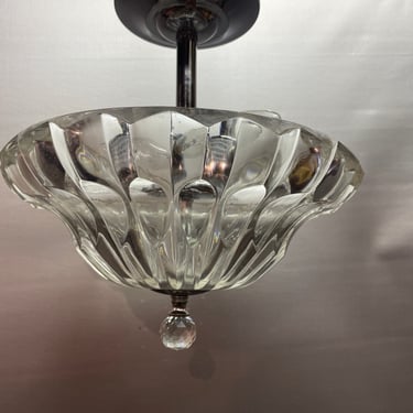 Glass semi flush modern 3 bulb light with vintage glass shade