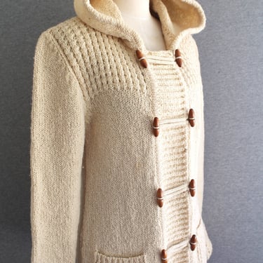 Cottagecore - Cable Knit - Hooded - Cardigan - by Falcarragh - Irish - Fisherman - Hand Knit 