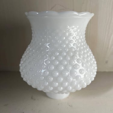 Antique White Hobnail Milk Glass Lantern Top Hurricane Style Bulb Shade 