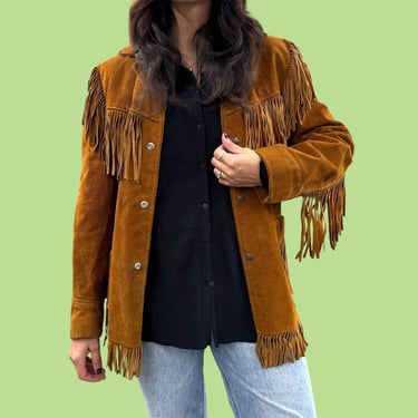 Vintage Fringe Suede Jacket Retro 1980s Rancher + Authentic Western Styling + Schott + Genuine Leather + Cognac + Size 40 + Unisex Apparel 