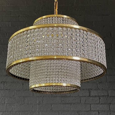 Mid-Century Modern Crystal & Brass Tier Chandelier, c.1960’s 