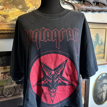 Vintage 1990s Pentagram T-Shirt Cropped OSFM 