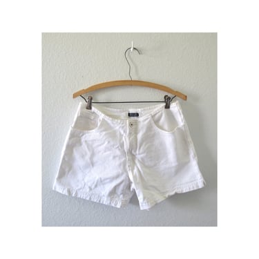 Vintage White Denim Shorts - Womens 90s Y2K Era Jean Shorts - Mid Rise - Size Medium 