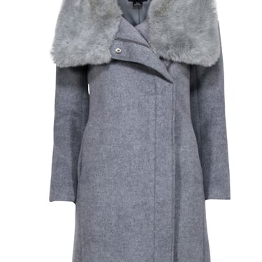 Club Monaco - Grey Pea Coat w/ Fur Trim Sz XS