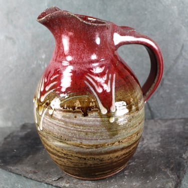 Hand-Crafted and Glazed Clay Pitcher | New England Art Pottery | Hand Painted Glaze Rustic Pitcher | 34 Ounce Pitcher 