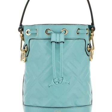 Fendi Woman Light Blue Leather Mon Tresor Bucket Bag