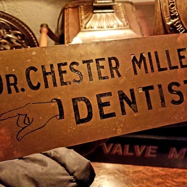 Antique Dentistry Sign Chester Miller Indianapolis In Brass Doctor Plaque 