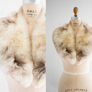 1950s/60s Beige/Brown Fluffy Fur Collar 