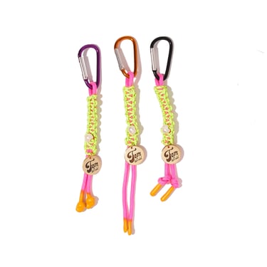 Carabiner Paracord Keychain Bag Charm, neon, colorful, pink, pearl, gift, present 