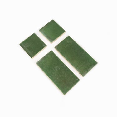 Grueby Faience Ceramic Tile Set Green Stoneware Plaque Boston Mid Century Modern 