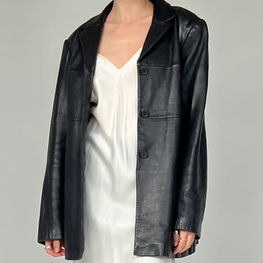 Black Leather Pieced Coat (L)