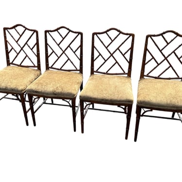 Beautiful set of four vintage faux bamboo chairs 