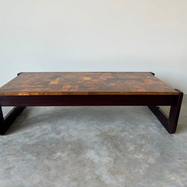 Percival Lafer Rosewood and Patchwork Copper Rectangular Coffee Table 