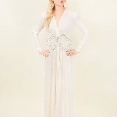 Ivory 70's Crepe Gown 