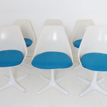 Set Of 6 Vintage Star Collection Tulip Dining Chairs By Maurice Burke For Arkana 