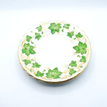 Vintage Ivy Leaf Dessert Plates | Set for Four | Royal Chelsea England 