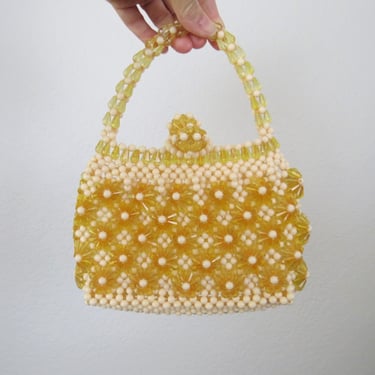 Vintage handmade bead purse, bead handbag, hand beaded bag 
