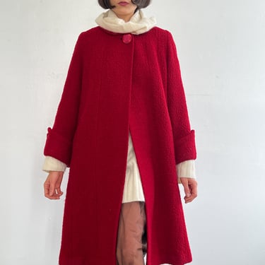 Red Boucle Overcoat (L)