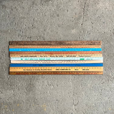 Vintage Lot of 10 Wood Advertising Yardsticks 