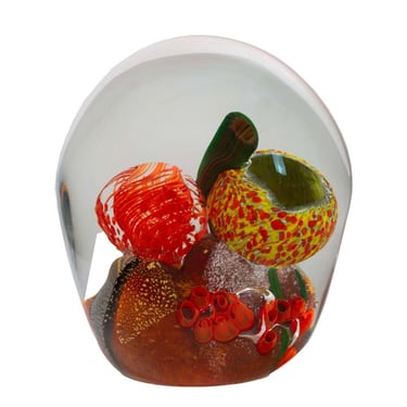 Collette Fortin Signed Contemporary Orange Underwater Coral Design Studio Art 